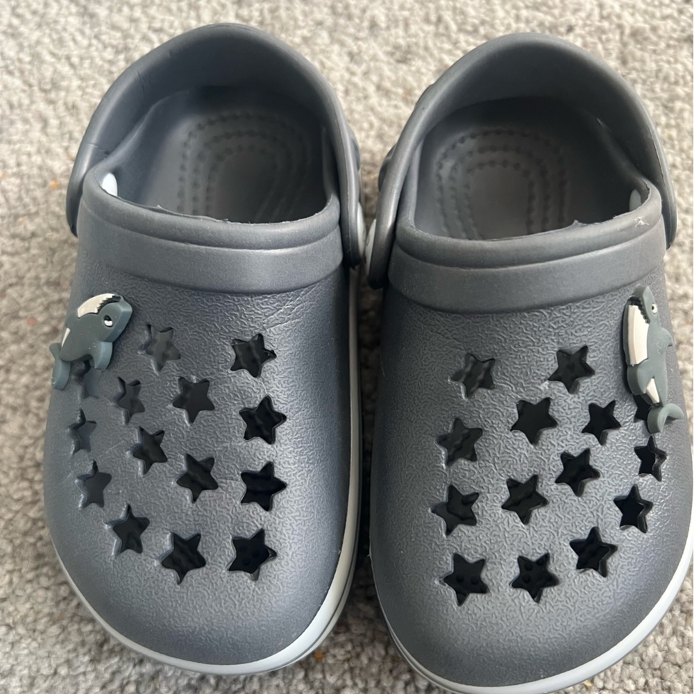 Koala Kids Gray Water Shoes with Shark Charm & Star Design